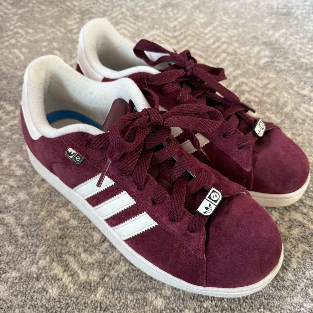 Adidas Maroon and White Superstar II Sneakers